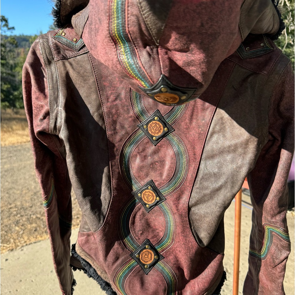 Anahata designs burgundy leather jacket